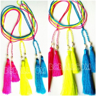 necklace tassel bead crystal double pendant